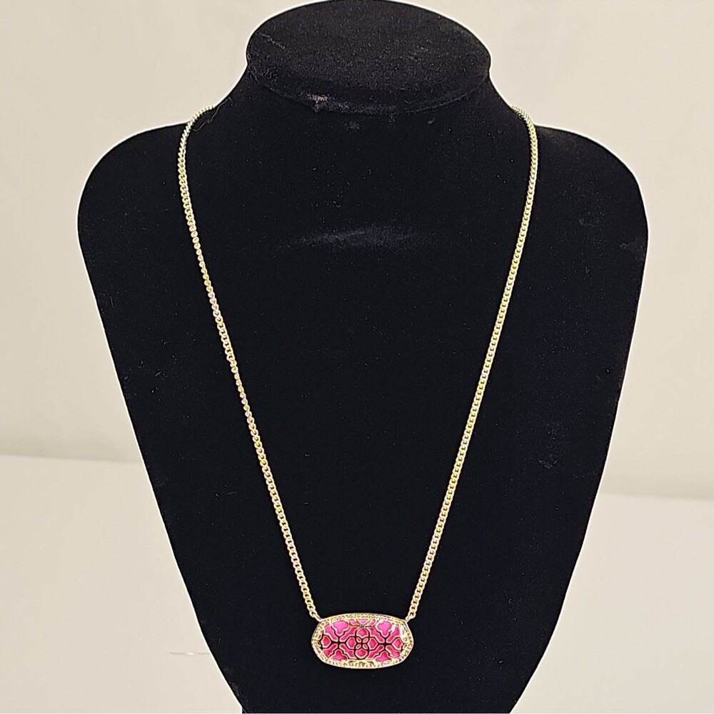 Kendra Scott Elisa Azalea Illusion Pink Crystal Silver Tone Necklace